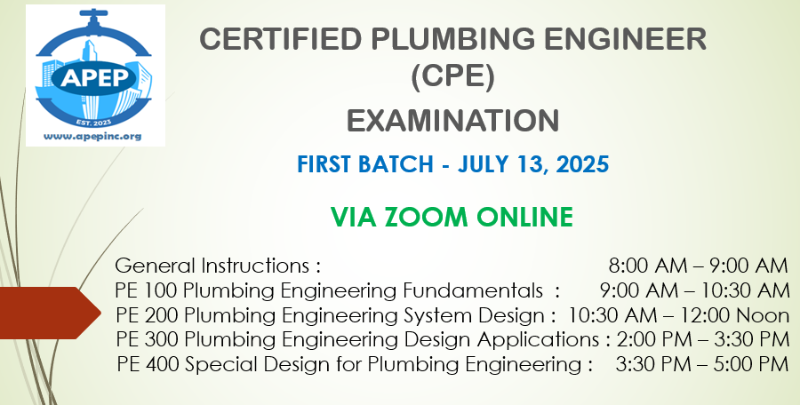 Certified Plumbing Engineer (CPE) Examination- First Batch